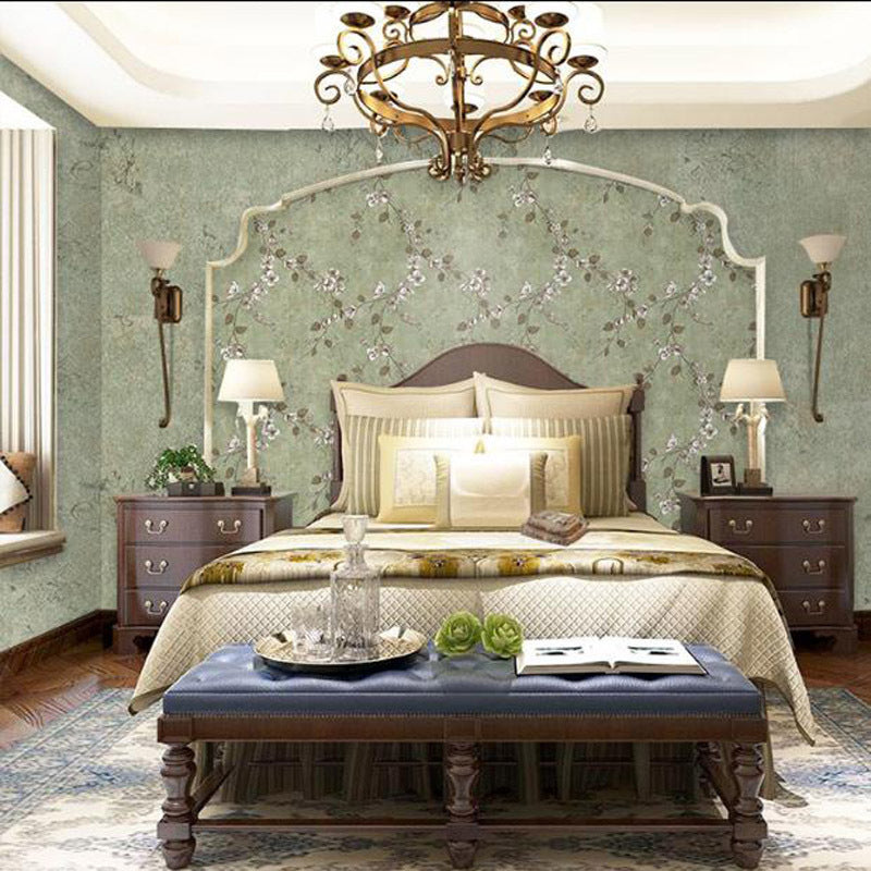 Garden and Countryside Wallpaper Retro American Wall Decor Non-Pasted Non-Woven 31 ft. x 20.5 Green Clearhalo 'Country wall decor' 'Rustic' 'Wallpaper' Wall Decor' 888118