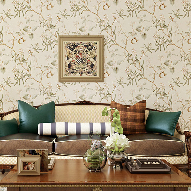 20.5" x 31' American Countryside Wallpaper Tree and Fruit Design Wall Decor, Non-Pasted Light Coffee Clearhalo 'Country wall decor' 'Rustic' 'Wallpaper' Wall Decor' 888146