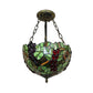 3 Lights Bowl Ceiling Lighting with Fruit Rustic Stained Glass Semi Flush Light in Green Clearhalo 'Ceiling Lights' 'Close To Ceiling Lights' 'Close to ceiling' 'Glass shade' 'Glass' 'Semi-flushmount' 'Tiffany close to ceiling' 'Tiffany' Lighting' 88816