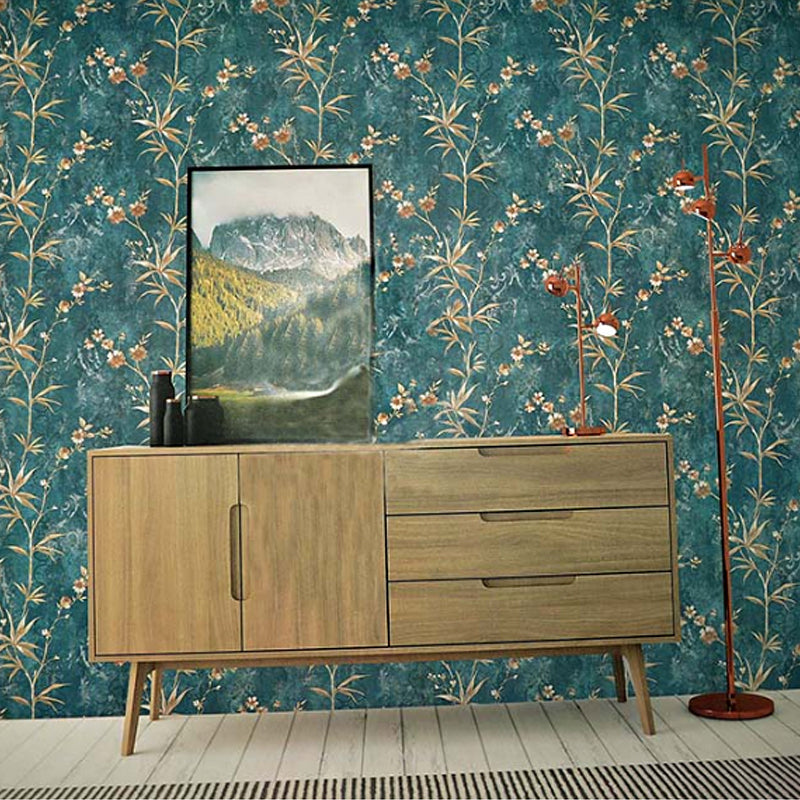 Countryside Long Branch Wallpaper in Elegant Color Stain-Resistant Non-Pasted Non-Woven Clearhalo 'Country wall decor' 'Rustic' 'Wallpaper' Wall Decor' 888162