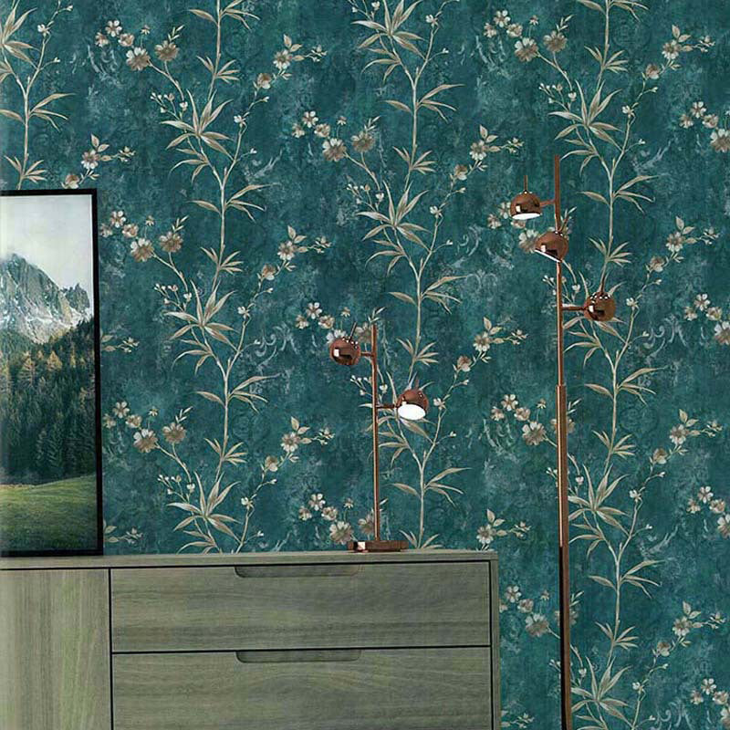 Countryside Long Branch Wallpaper in Elegant Color Stain-Resistant Non-Pasted Non-Woven Clearhalo 'Country wall decor' 'Rustic' 'Wallpaper' Wall Decor' 888163