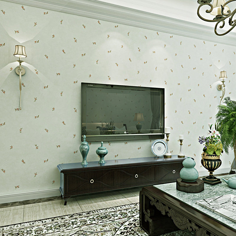 Country Wall Decor Fresh and Pure Tiny Flower Pattern Non-pasted Wallpaper, 31'L x 20.5"W Light Green Clearhalo 'Country wall decor' 'Rustic' 'Wallpaper' Wall Decor' 888178