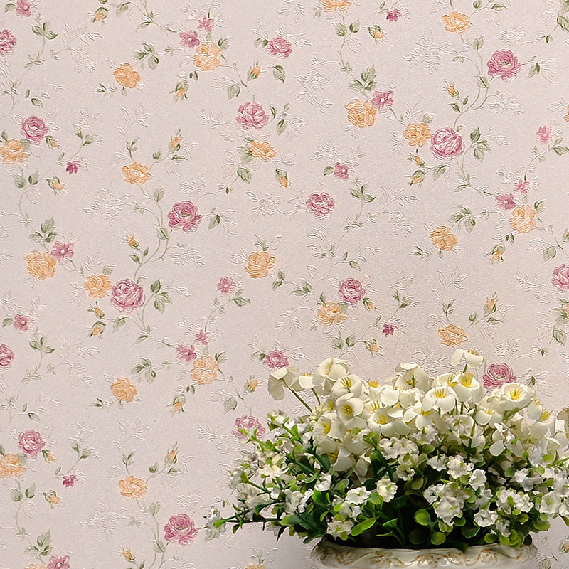 Multi-Colored Romantic Countryside Wallpaper with Dense Flower Design, Non-Pasted, 57.1 sq ft. Clearhalo 'Country wall decor' 'Rustic' 'Wallpaper' Wall Decor' 888189