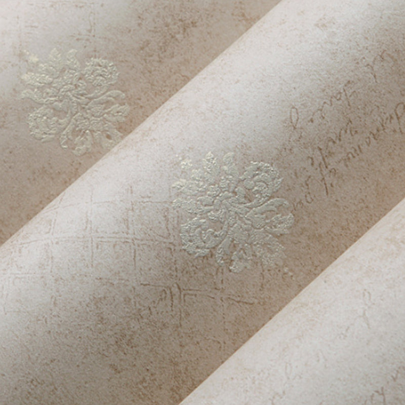 Countryside Distressed Floral Wallpaper Snow Flake Print Non-Pasted in Warm Color 20.5 in x 33 ft Clearhalo 'Vintage wall decor' 'Vintage' 'Wallpaper' Wall Decor' 888219