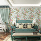 Garden Blossoms and Leaves Wallpaper Stain-Resistant Non-Pasted , 20.5"W x 33'L Blue Clearhalo 'Country wall decor' 'Rustic' 'Wallpaper' Wall Decor' 888224