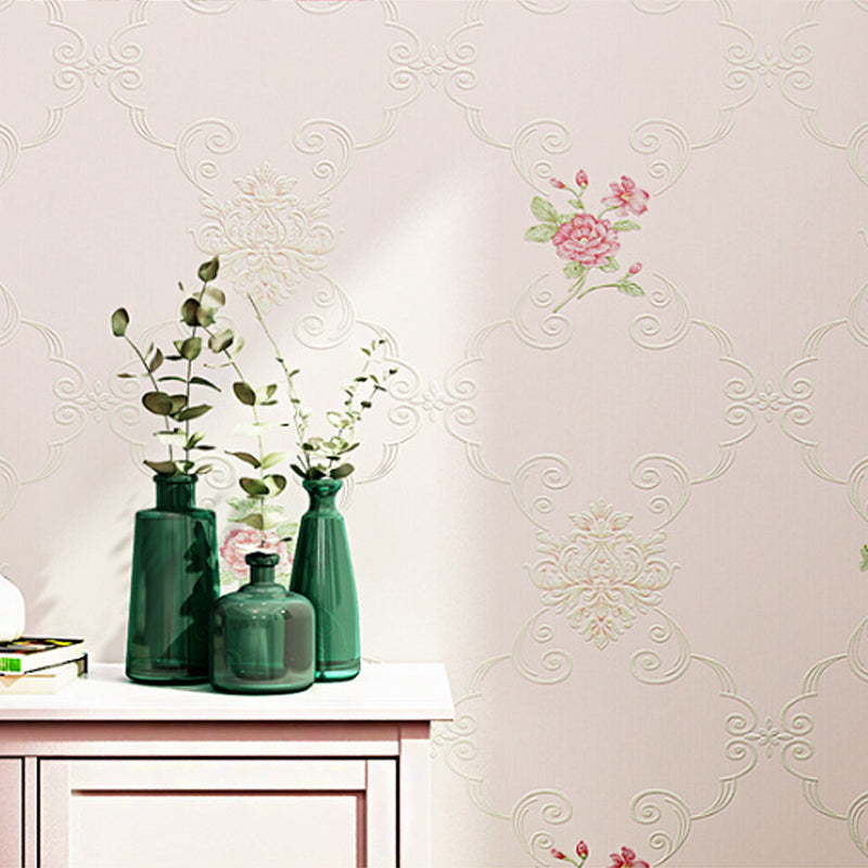 American Countryside Wallpaper Non-Pasted 20.5"W x 33'L 3D Floral Print for Bedroom and Dining Room Clearhalo 'Country wall decor' 'Rustic' 'Wallpaper' Wall Decor' 888243