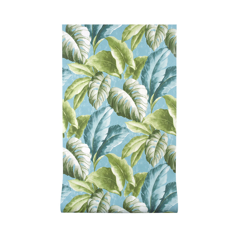 Green and Blue Wall Covering Banana leaf 33'L x 20.5"W Non-Pasted Water-Resistant Wallpaper Clearhalo 'Modern wall decor' 'Modern' 'Tropical wall decor' 'Tropical' 'Wallpaper' Wall Decor' 888253
