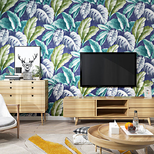 Green and Blue Wall Covering Banana leaf 33'L x 20.5"W Non-Pasted Water-Resistant Wallpaper Purple Clearhalo 'Modern wall decor' 'Modern' 'Tropical wall decor' 'Tropical' 'Wallpaper' Wall Decor' 888256