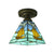 Nautical Sailboat Flush Light Stained Glass 1 Light Flush Ceiling Light in Blue for Bathroom Blue Clearhalo 'Ceiling Lights' 'Chandeliers' 'Close To Ceiling Lights' 'Close to ceiling' 'Glass shade' 'Glass' 'Semi-flushmount' 'Tiffany close to ceiling' 'Tiffany' Lighting' 88839