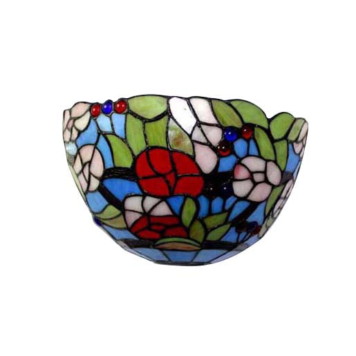 Tiffany Floral Wall Sconce Light Stained Glass Indoor Wall Mount Light for Living Room Clearhalo 'Industrial' 'Middle century wall lights' 'Tiffany wall lights' 'Tiffany' 'Wall Lamps & Sconces' 'Wall Lights' Lighting' 88875