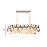 12-Bulb Island Light Fixture Postmodern Oval Clear Crystal Suspension Lamp for Dining Room Clearhalo 'Ceiling Lights' 'Island Lights' Lighting' 888870