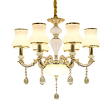 Milk Glass Gold Ceiling Chandelier Curved Arm 6 Lights Contemporary Crystal Pendant Lighting Clearhalo 'Ceiling Lights' 'Chandeliers' 'Modern Chandeliers' 'Modern' Lighting' 888873