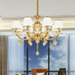 Cut Crystal Conical Hanging Lamp Modern 8 Lights Living Room Chandelier in Gold with White Glass Shade Clearhalo 'Ceiling Lights' 'Chandeliers' 'Modern Chandeliers' 'Modern' Lighting' 888889