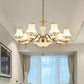 Champagne 8 Heads Chandelier Modernist White Glass Flared Crystal Ceiling Suspension Lamp Clearhalo 'Ceiling Lights' 'Chandeliers' 'Modern Chandeliers' 'Modern' Lighting' 888897