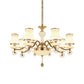 Champagne 8 Heads Chandelier Modernist White Glass Flared Crystal Ceiling Suspension Lamp Clearhalo 'Ceiling Lights' 'Chandeliers' 'Modern Chandeliers' 'Modern' Lighting' 888898