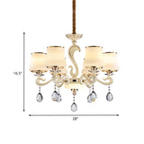 Beige 6-Light Ceiling Lamp Minimalist Cream Glass Bell Crystal Chandelier Pendant Light Clearhalo 'Ceiling Lights' 'Chandeliers' 'Modern Chandeliers' 'Modern' Lighting' 888915