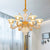 6 Bulbs Pendant Modern Bedroom Crystal Chandelier with Carved Frosted Glass Shade in Gold Gold Clearhalo 'Ceiling Lights' 'Chandeliers' 'Modern Chandeliers' 'Modern' Lighting' 888933