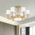 6 Lights Flared Semi Flush Mount Simple Gold Frosted Glass Ceiling Light with Crystal Accent Gold Clearhalo 'Ceiling Lights' 'Close To Ceiling Lights' 'Close to ceiling' 'Semi-flushmount' Lighting' 888981