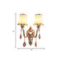Opal Glass Brass Wall Lighting Scrolling Arm 2 Heads Minimalist Crystal Wall Mounted Lamp Clearhalo 'Modern wall lights' 'Modern' 'Wall Lamps & Sconces' 'Wall Lights' Lighting' 889033