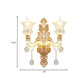 Simple Flower Wall Lamp 2 Lights Clear Crystal Glass Wall Sconce with Luminous Arm and Carved Backplate Clearhalo 'Modern wall lights' 'Modern' 'Wall Lamps & Sconces' 'Wall Lights' Lighting' 889037