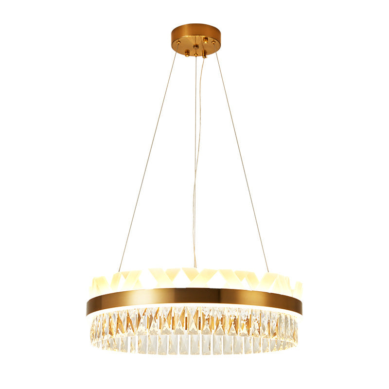 Gold LED Hanging Chandelier Contemporary Clear Crystal Halo Ring Ceiling Pendant Light Clearhalo 'Ceiling Lights' 'Chandeliers' 'Modern Chandeliers' 'Modern' Lighting' 889060