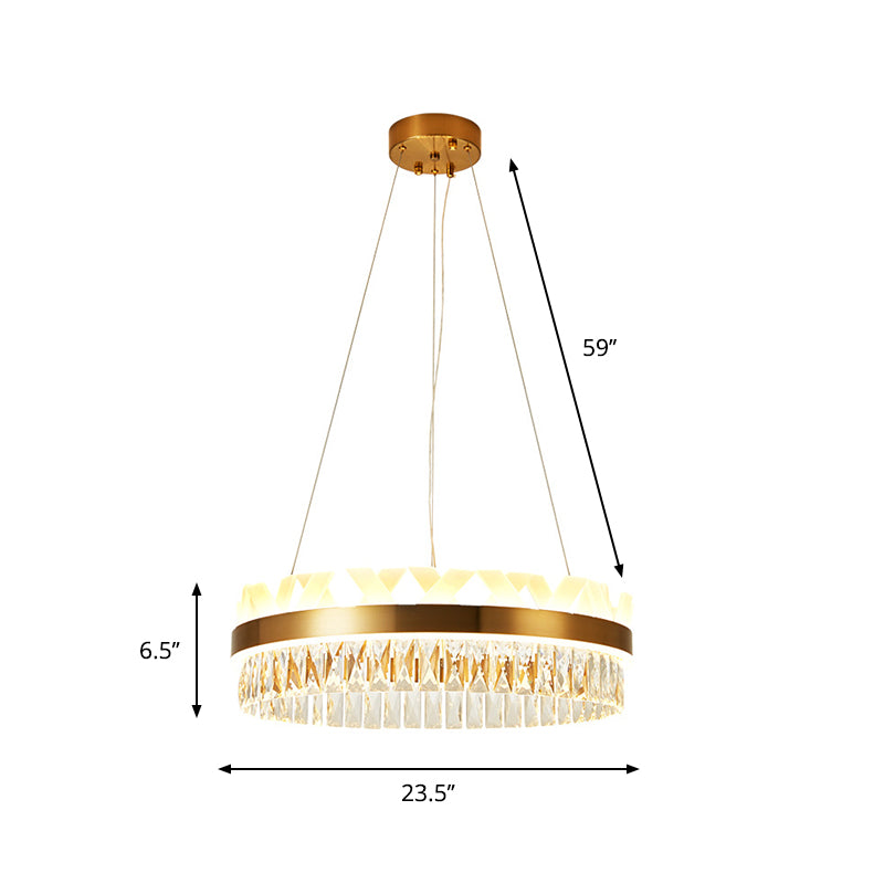 Gold LED Hanging Chandelier Contemporary Clear Crystal Halo Ring Ceiling Pendant Light Clearhalo 'Ceiling Lights' 'Chandeliers' 'Modern Chandeliers' 'Modern' Lighting' 889061