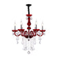 Red Candlestick Hanging Pendant Antique Faceted Crystal 6 Heads Living Room Chandelier Clearhalo 'Ceiling Lights' 'Chandeliers' Lighting' options 889083