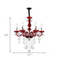 Red Candlestick Hanging Pendant Antique Faceted Crystal 6 Heads Living Room Chandelier Clearhalo 'Ceiling Lights' 'Chandeliers' Lighting' options 889085