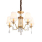 Fabric Brass Chandelier Lamp Barrel 5 Heads Traditional Hanging Light with Crystal Draping Clearhalo 'Ceiling Lights' 'Chandeliers' Lighting' options 889129