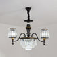 Black Conical Suspension Light Vintage Clear Crystal Block 3/6 Heads Dining Room Chandelier Lamp Clearhalo 'Ceiling Lights' 'Chandeliers' Lighting' options 889145