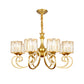 Vintage Cylindrical Chandelier Lighting 8-Head Clear Crystal Block Suspension Light in Gold Clearhalo 'Ceiling Lights' 'Chandeliers' Lighting' options 889158