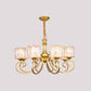 Vintage Cylindrical Chandelier Lighting 8-Head Clear Crystal Block Suspension Light in Gold Clearhalo 'Ceiling Lights' 'Chandeliers' Lighting' options 889159
