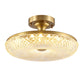Postmodern Doughnut Ceiling Light 7-Head Clear Ribbed Crystal Semi Flush Mount in Gold Clearhalo 'Ceiling Lights' 'Close To Ceiling Lights' 'Close to ceiling' 'Semi-flushmount' Lighting' 889175