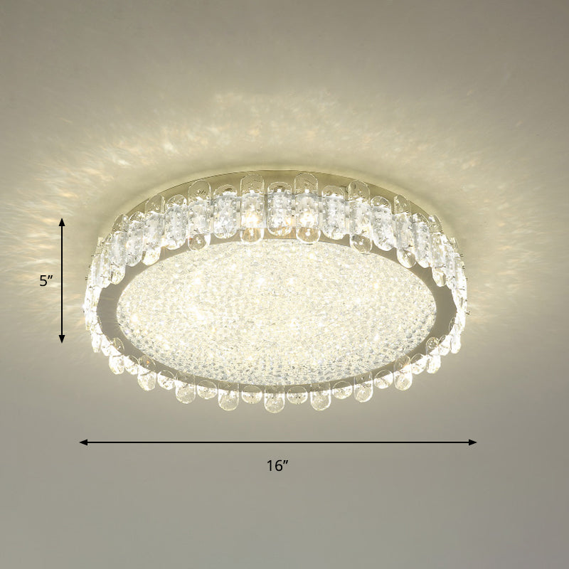 Nickel LED Ceiling Light Fixture Modern Clear Crystal Round Flush Mount Recessed Lighting Clearhalo 'Ceiling Lights' 'Close To Ceiling Lights' 'Close to ceiling' 'Flush mount' Lighting' 889180