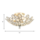 Silver Dome Ceiling Flush Mount Modernism Hand-Cut Crystal 3 Heads Corridor Semi Flush Light Fixture Clearhalo 'Ceiling Lights' 'Close To Ceiling Lights' 'Close to ceiling' 'Semi-flushmount' Lighting' 889184