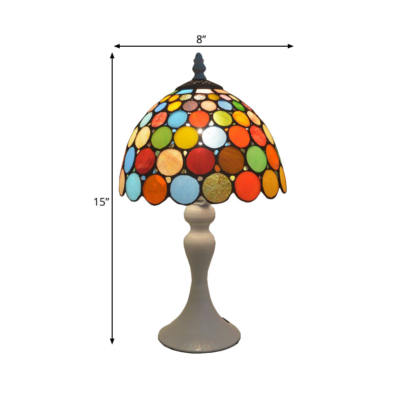 Tiffany Dotted Table Lamp Single-Bulb Bright Stained Glass Night Stand Light in White Clearhalo 'Lamps' 'Table Lamps' Lighting' 889266