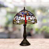 Dragonfly Table Light 1-Head Stained Art Glass Tiffany Night Lamp in White/Yellow/Orange for Living Room Clearhalo 'Lamps' 'Table Lamps' Lighting' 889289