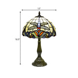 Hand-Cut Glass Bronze Night Light Dragonfly On Flower 1 Bulb Tiffany Table Lamp for Bedside Clearhalo 'Lamps' 'Table Lamps' Lighting' 889298