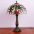 Dragonflies and Flower Table Light Tiffany Stained Glass 1 Head Bronze Nightstand Lamp Bronze Clearhalo 'Lamps' 'Table Lamps' Lighting' 889311