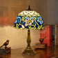 Daffodils Blue Glass Night Light Mediterranean 1-Light Bronze Table Lighting with Fishscale Element Clearhalo 'Lamps' 'Table Lamps' Lighting' 889340