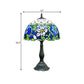 Daffodils Blue Glass Night Light Mediterranean 1-Light Bronze Table Lighting with Fishscale Element Clearhalo 'Lamps' 'Table Lamps' Lighting' 889342