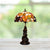 Tiffany Glass Grapes Table Lamp Baroque 1-Bulb Brown/Green/White-Brown Night Stand Light with Girl Base White-Brown Clearhalo 'Lamps' 'Table Lamps' Lighting' 889415