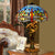 Dragonfly Cabochons Embedded Table Light 3-Light Yellow/Orange/Blue Glass Tiffany Nightstand Lamp with Pull Chain Blue Clearhalo 'Lamps' 'Table Lamps' Lighting' 889563