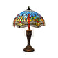 Mediterranean Dragonflies Jeweled Table Lamp 2 Bulbs Blue-Green/Yellow-Blue Glass Nightstand Light with Pull Chain Switch Clearhalo 'Lamps' 'Table Lamps' Lighting' 889725