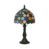 Dome Night Table Lamp 1 Light Cut Glass Tiffany Style Dotted Patterned Desk Light in Dark Coffee Clearhalo 'Lamps' 'Table Lamps' Lighting' 889828