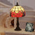 Cut Glass Red/Yellow Night Table Lighting 1 Head Mediterranean Nightstand Lamp with Floral Pattern Red Clearhalo 'Lamps' 'Table Lamps' Lighting' 889830
