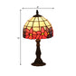 Cut Glass Red/Yellow Night Table Lighting 1 Head Mediterranean Nightstand Lamp with Floral Pattern Clearhalo 'Lamps' 'Table Lamps' Lighting' 889833