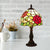 Victorian Dome Shade Night Lamp 1-Light Stained Art Glass Rose Patterned Desk Lighting in Red/Pink/Blue for Bedroom Red Clearhalo 'Lamps' 'Table Lamps' Lighting' 889886