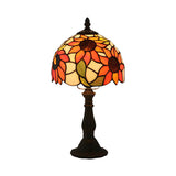 Sunflower Desk Light Baroque Hand Cut Glass 1 Light Bronze Finish Table Lighting with Domed Shade Clearhalo 'Lamps' 'Table Lamps' Lighting' 889907