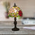Cut Glass Rose/Lotus Night Table Lamp Baroque 1 Light Red/Pink Nightstand Lighting with Baluster for Bedroom Red Clearhalo 'Lamps' 'Table Lamps' Lighting' 889970